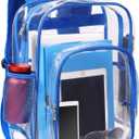 Clear Backpack School Bag Stadium Approved Heavy Duty Large PVC Laptop Transparent Backpack See Through Backpack for Sports, Work, Stadium, Security, Travel, College - H18''xW14''xD8 - Blue