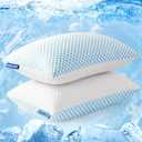 EASELAND Firm Pillows Shredded Memory Foam with Adjustable Fill - Queen Size Set of 2, Removable Cooling Cover for Hot Sleepers, Cool Bed Pillow for Side Back Stomach Sleepers
