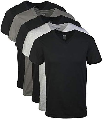 Gildan Men's V-Neck T-Shirts, Multipack, Style G1103 Large 5 Pack