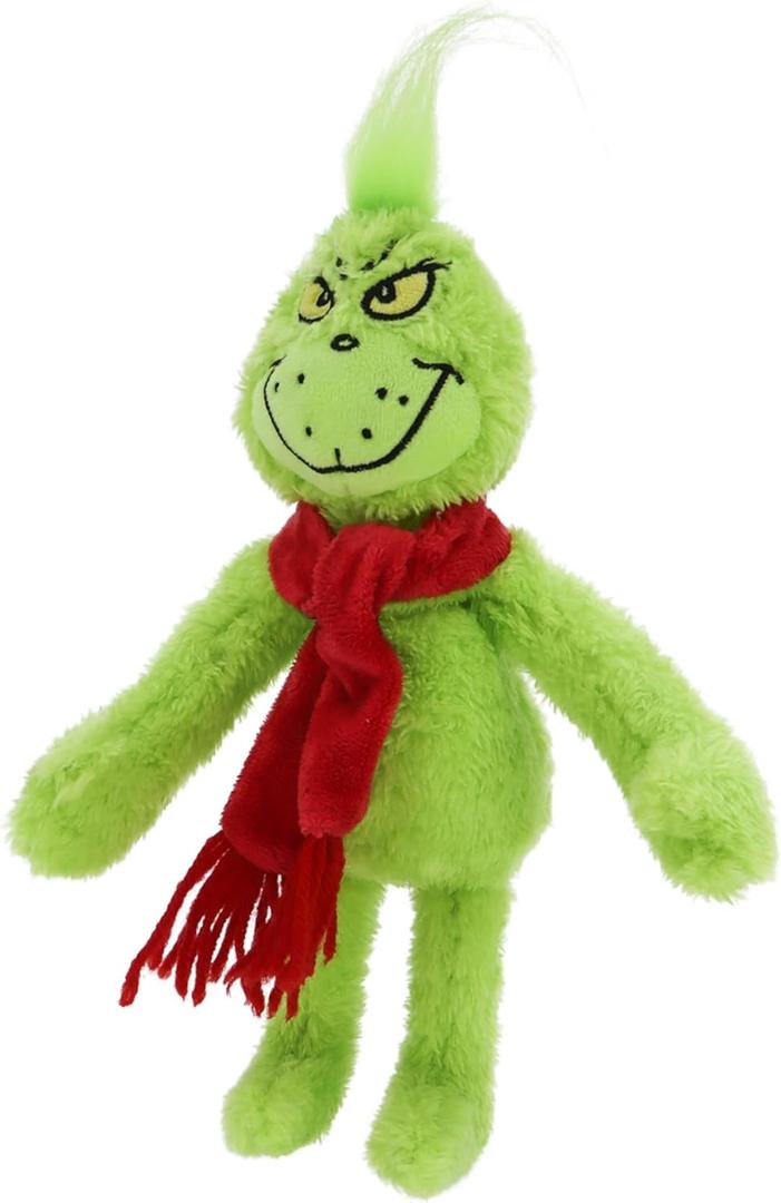 9 inches Christmas Green Monster Plush Toys, Dog Plush, Delightful Gift for Children, Christmas Decorations (Santa Mischief)