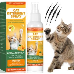 Cat Repellent Spray, Cat Deterrent Spray - Indoor & Outdoor Training Safe, Protect Furniture, Sofas, Rugs, Restricted Areas-for Behavior, Natural, Effective - Formula 7