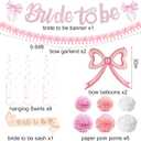 2 x Pink Bow Bachelorette Party Decorations - Bride-to-be Decorations with Bride-to-be Sign Banner, Bride Sash, Bow Balloons for Pink Tying the Knot Bridal Shower Bachelorette Decor