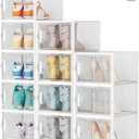 SIMPDIY Shoe Organizer, 12 Pack Shoe Storage Shoe Organizer for Closet, Shoe Boxes Clear Plastic Stackable Shoe Storage Boxes for Size 13