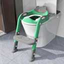 Potty Training Seat SKYROKU Potty Training Toilet with Step Stool Ladder, for Kids Boys Girls Toddlers - Comfortable Safe Potty Seat with Anti-Slip Pads Ladder (8838-GreyGreen)