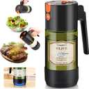 2-IN-1 Oil Sprayer for Cooking with 8 Stickers Light-Blocking Dark Glass Olive Oil Dispenser Bottle for Kitchen 500ml/16.9oz Oil Mister for Air Fryer, BBQ,Salad Even Spray with Portion Control