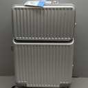 Zipperless Luggage, 22.4" x 15.4" x 9.4" Aviation Certified, Polycarbonate Aluminum Hardshell, Expandable Carry-On Luggage with Spinner Wheels, Hardshell Luggage, 20 Inch Cabin (silver)