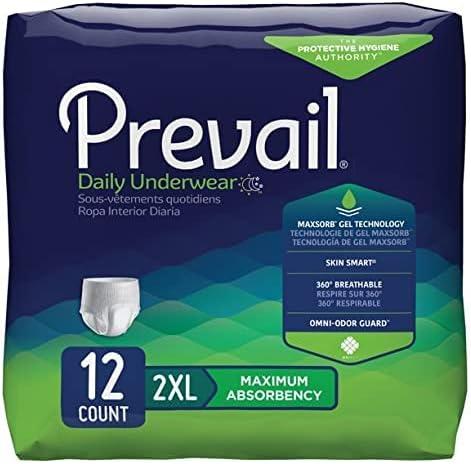 Prevail Daily Disposable Underwear 2X-Large, PV-517, Maximum, 12 Ct (2 Pack of 12 Count | 24 Count Total)