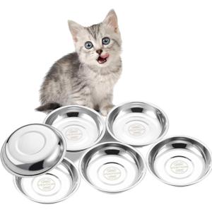 VENTION Small Shallow Cat Food Bowls, Outer Dia. 5.8 in Whisker Fatigue Cat Bowl, Stainless Steel Cat Food Dish for Indoor Cats, Set of 6 Replacement Cat Bowls for Raised Station(10.8 Fl.oz)