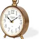 Vintage Metal Desk Clock,Retro Desk and Shelf Clock,Antique Gold Decorative Mantel Table Clock for Living Room,Shelf Decoration,Desktop,Farmhouse(Antique Gold:16.4x22.8cm)