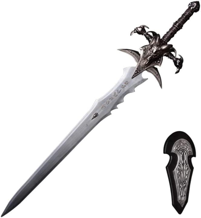 Sword Valley Frostmourne Curse Sword - Rune-Engraved Collectible Sword with Display Board - Stainless Steel - 118cm/46.46" Length - Metal Decorations - Collection Display Set (4.55kg/10.03lbs)