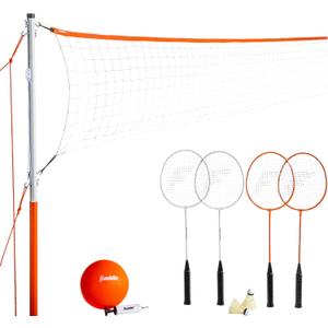 Franklin Sports Volleyball + Badminton Combo Sets - Backyard + Beach Outdoor Volleyball + Badminton Net Set - Portable Badminton + Volleyball Net with Poles - Volleyball, Rackets + Birdies Included, Net size : 20 Inch x 1. 5 Inch