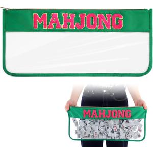 1 PCS American Mahjong Bag - Empty Mahjong Tiles Bag Only with Zippered & Letters, Case Only(Green,Moh-jong)