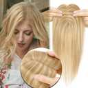 Human Hair Toppers for Women Real Human Hair for Thinning Hair 7 * 13CM Silk Base Hairpieces No Bangs 150% Density Clip in Remy Hair Pieces 10 Inch #18/613 Ash Blonde & Bleach Blonde
