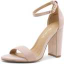 Herstyle Rosemmina Womens Open Toe Ankle Strap Chunky Block High Heel Dress Party Pump Sandals Nude 10.0