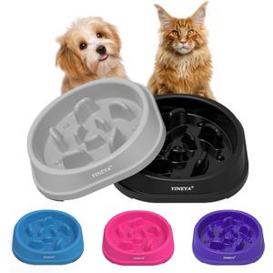 2PCS Anti-Choking Slow Feeder Dog Bowls Small Size Dog, Slow Feeder Cat Bowl, Supplies and Puzzle for Pet (B - Gray & Black)