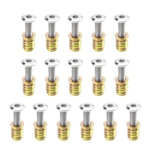 16 Sets M6x25 Furniture Screw Nut Threaded Wood Inserts Bolt Fastener Connector Hex Socket Drive M6x15 Screw-in Nuts (One Size)