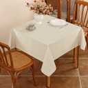 Textured 52 x 52 Inch Beige Square Tablecloth, Water Resistant & Wipeable Card Table Cloth for Dining Kitchen Patio