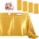 MCEAST Satin Tablecloth 102 x 58 Inches Rectangular Table Overlay Cover Bright Silk Tablecloth Smooth Fabric Table Decor for Wedding Banquet Table Decoration (4, Gold)
