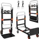 3 in 1 Hand Truck, 600Lbs Capacity, Heavy Duty Collapsible Cart with Retractable Handle, Dolly Cart with 2 Universal Wheel with Brake for Moving Home, Office, School, Shopping, Warehouse, Orange