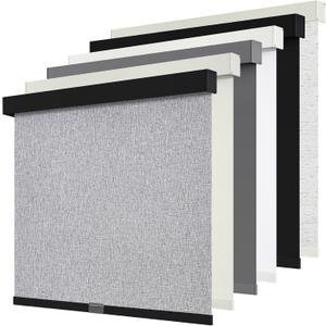 SUNOFF Cordless Blackout Roller Shades Blinds for Windows Free-Stop,Pull Down Room Darkening with Valance,Thermal Insulated Woven Fabric Window Door Blinds for Home,Office,Heather Grey 38" W x 72" H