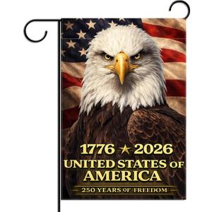 2 x 250 Anniversary USA Garden Flag Double Sided 4th of July Fourth of July Patriotic Party Decorations and Supplies for Home 12.5" X 18"