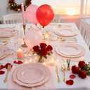 Liacere 700PCS Pink Plastic Plates-Dinnerware Sets for 100 Guests-200 Disposable Plates(10inch,7inch),300 Pink Plastic Silverware,100 Cups,100 Napkins for Wedding&Galentines Day&Easter Day