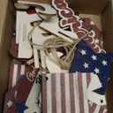25 Pcs 4th of July Tiered Tray Decorations Set Wood Patriotic Decoration Rustic American Flag Star Red White Blue Farmhouse Decor for Memorial Day 250th Anniversary Home Indoor Birthday Party(Classic)