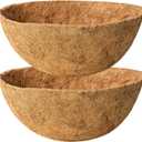 2 Pack 16 Inch Round Replacement Coco Liners for Hanging Basket Natural Coconut Fiber Liner for Flower Planter Coco Coir Pots for Outdoor Garden Plants