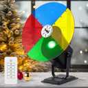 Christmas Tree Color Wheel with E27 LED Light, Rotating 4 Color Wheel for Aluminum Christmas Tree, UL Certification Vintage Rotating Wheels for Silver Tinsel Xmas Trees (Timer)