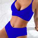 Limeeke Women's High Waisted Bikini Set V Cut Bottom Two Piece Swimsuit Cross Front Adjustable Strap Bathing Suit, S