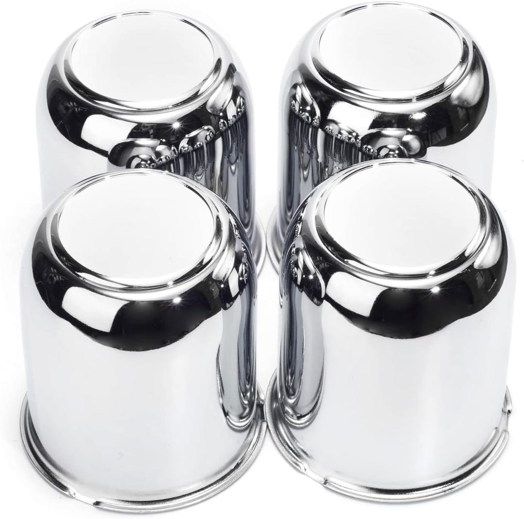 RTRHINOTUNING 3.19in Wheel Center Caps Trailer Push Through Center Caps for Rims, 4pcs 3.19" Hub 3.62" H Chrome Truck RV Hub Caps