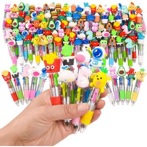 LiYiQ 100 PCS Multicolor Pen in One Fun 4-in-1 Cute Pens Bulk Kawaii Cool Ballpoint Pens for Kids Fun Gifts