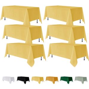 Fitable 6 Pack Yellow Rectangle Table Clothes - 70 x 120 Inch - Wrinkle and Stain Resistant Fabric Tablecloths, Washable Polyester Table Covers for Wedding, Party, Banquet, Formal Events