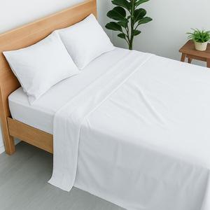 Cottington Lane 100% Cotton Olympic Queen Sheet Set, 4 Piece White Luxury Hotel Quality Sheets, Deep Pocket Fits 8-16 Inch Mattress, Breathable, Durable, Cooling Sheets with Smooth Satin Weave