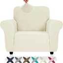 ZNSAYOTX Super Stretch Chair Slipcover (30"-47"), New Striped Sofa Chair Covers for Living Room, Dogs Pet Friendly Anti-Slip Chair Protector Spandex Armchair Slipcovers (Beige, Chair)