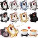 Baderke 8 Pack Funny Cat Coaster Acrylic Decorative Drink Coasters Gift for Cat Lovers Women Mom Desk Tabletop Protection Car Front Mirror Ornament Kitten Them Birthday Christmas Housewarming