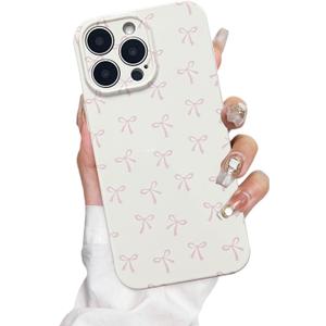 for iPhone 14 Pro Max Case Cute Bow Aesthetic Women Girly Fashion Protective Phone Case Bowknot Pink