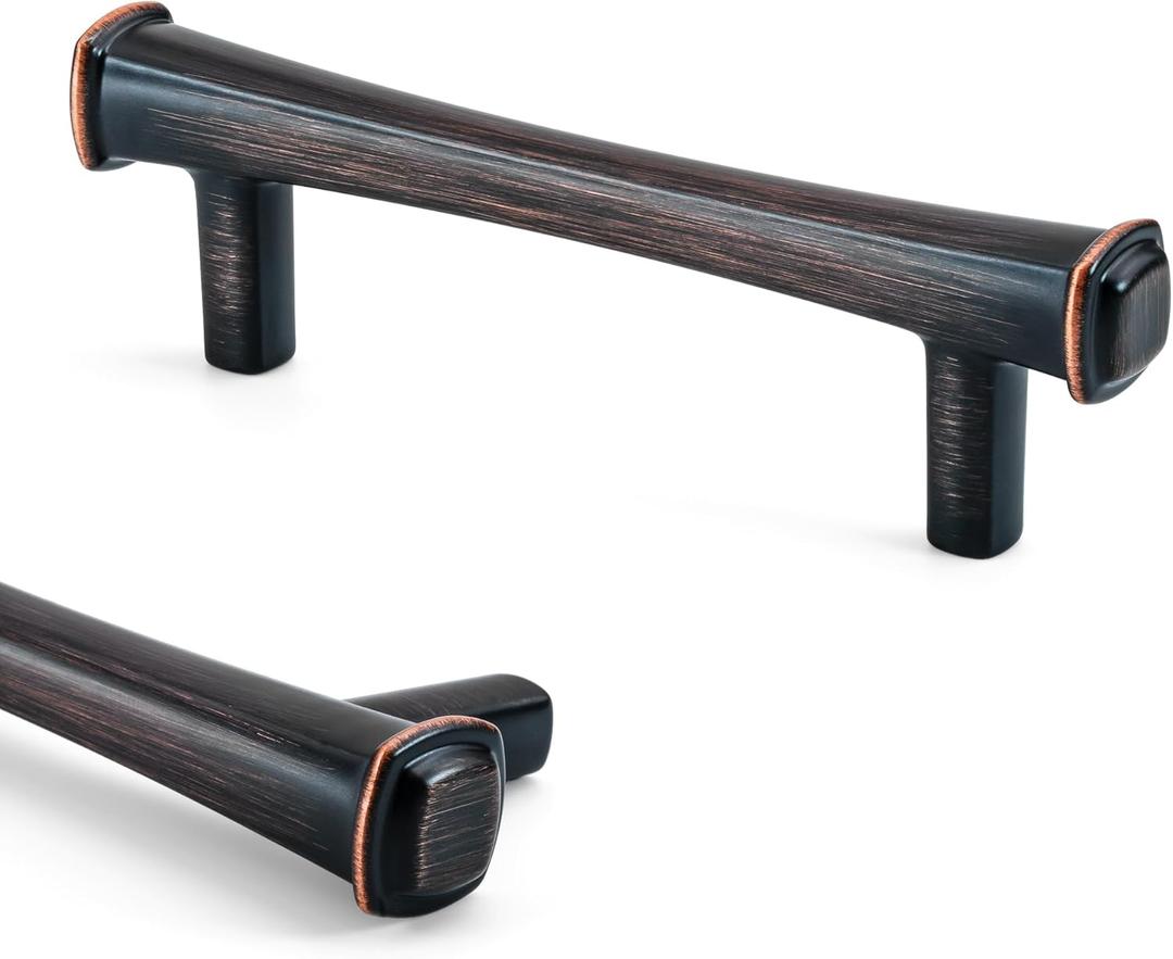 HESTIA HARDWARE 10 Pack Cabinet Handles 3 Inch, Simply Modern Oil Rubbed Bronze Drawer Pulls | 76mm Kitchen Cabinet Hardware, Knobs (Z21.10.O)