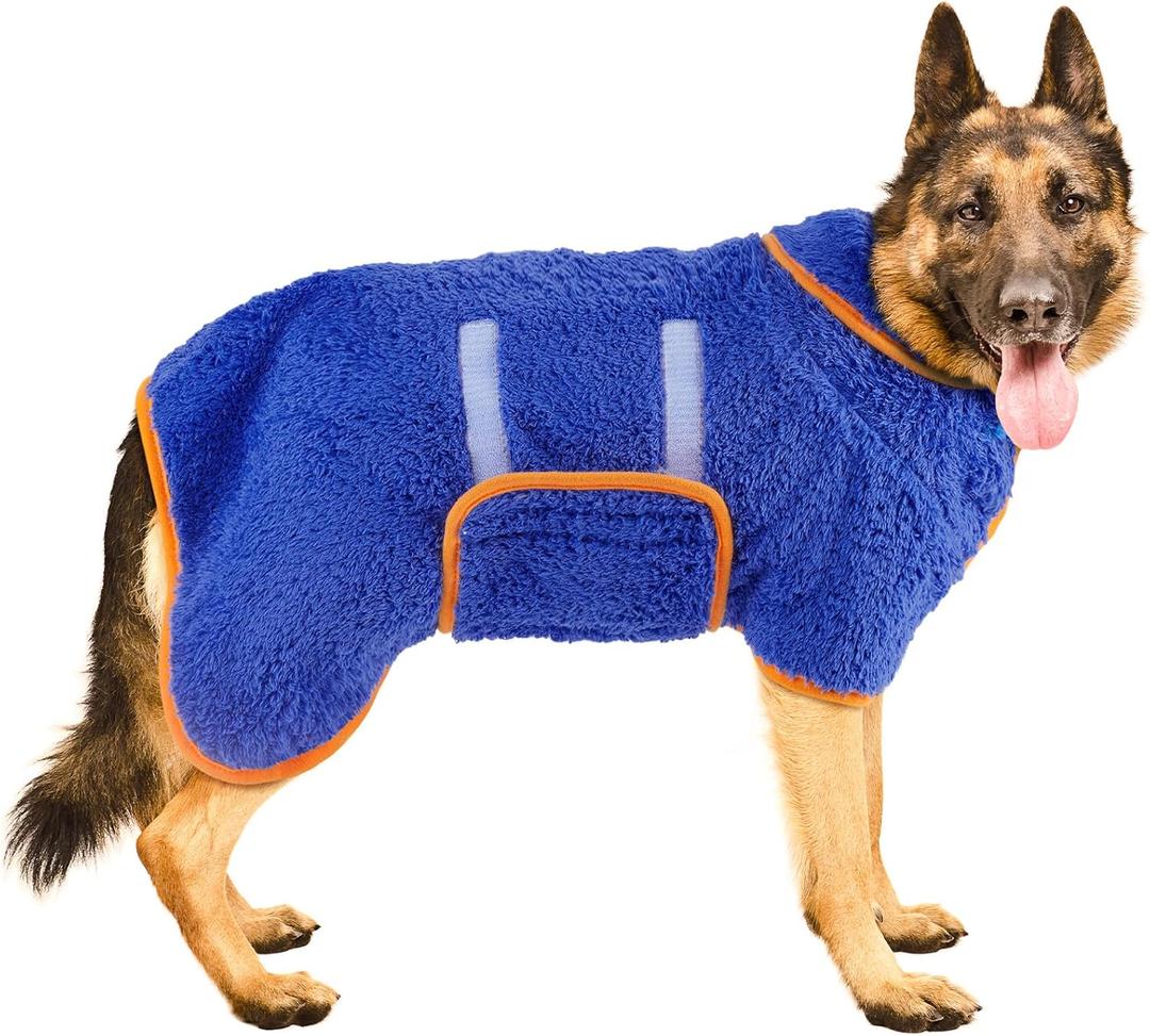 Bienbee Dog Bathrobe, Quick Drying Super Absorbent Dog Robes for After Bath, Warm Keeping Dogs Towel, Dogs Bath Supplies, Dark Blue, XXL