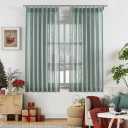 WEST LAKE 72 Inch Mineral Green Semi Sheer Window Curtain Panels,Bailey Pinch Pleated Light Filteirng Drapes with Backtabs,Farmhouse Linen Textured Window Treatment for Bedroom Living Room,40"Wx72"Lx2