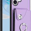 Case for iPhone 17 Wallet Case with Card Holder PU Leather with 360 Rotatable Ring Stand Durable Magnetic Clasp Shockproof for Women Cover for iPhone 17 6.3" Purple YBK