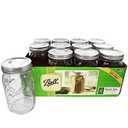 Ball Mason 32 oz Wide Mouth Jars with Lids and Bands, Set of 12 Jars
