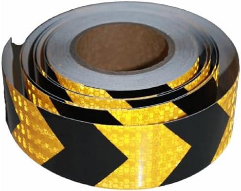 tuyrchu Yellow Black Reflective Tape 2 inch X 66 feet, Outdoor Waterproof Hazard Conspicuity Warning Industrial Marking Tape