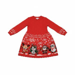 Yousie Girls Christmas Sweater Dress Long Sleeve Fall Winter Knitted Holiday Dress, Red, Size 5