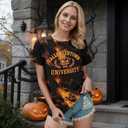 Salem Shirt Women Halloween Witch Shirt Funny Salem Massachusetts Shirt Holiday Halloween Tee Tops (Black, L)