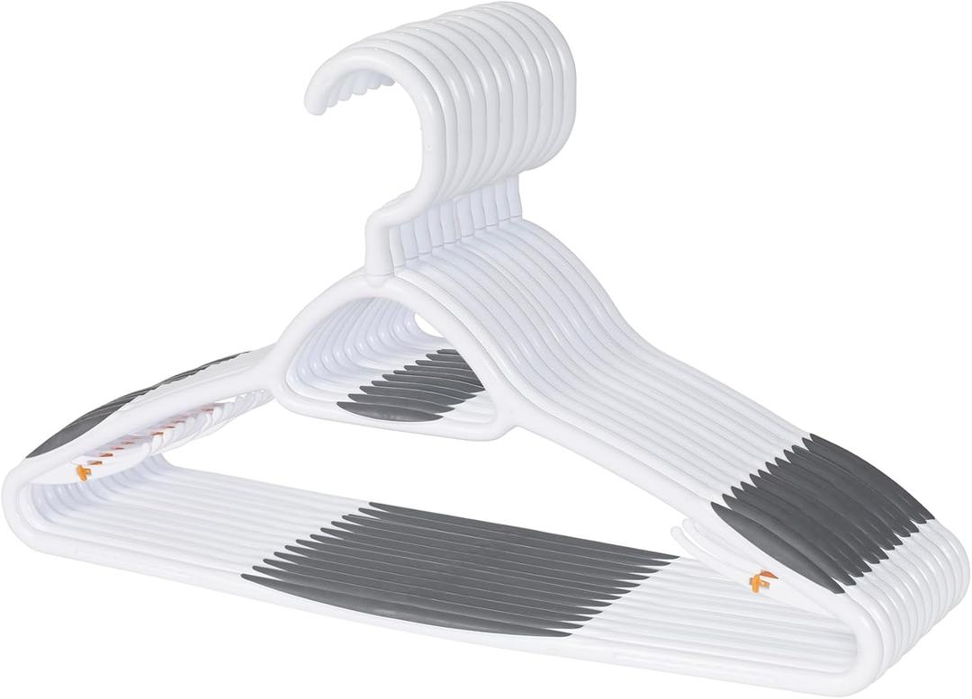 Neatfreak Set of 12 Deluxe Non Slip Clothes Hangers - Space Saving Design for Jackets, Pants, Shirts, 360 Degree Swivel Neck, Soft Grip Bars, Produced in North America