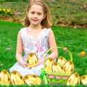 FLYSNK 6 Pcs Jumbo Golden Easter Eggs, 6 Inch Metallic Giant Plastic Gold Eggs Fillable for Easter Hunt Party Favor Easter Basket Stuffers Fillers Filling Treats Classroom Prize Supplies for Kids