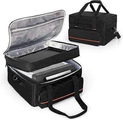 samdew Double-layer Grill Carrying Bag, Grill Cover Compatible with Ninja GR101 Sizzle Smokeless Indoor Grill & Griddle, Padded Grill Storage Case for Grill Plate & Accessories Tools, Bag Only