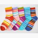 Girls Seamless Socks Rainbow Stripes Cotton Socks Kids Casual Athletic Socks For School