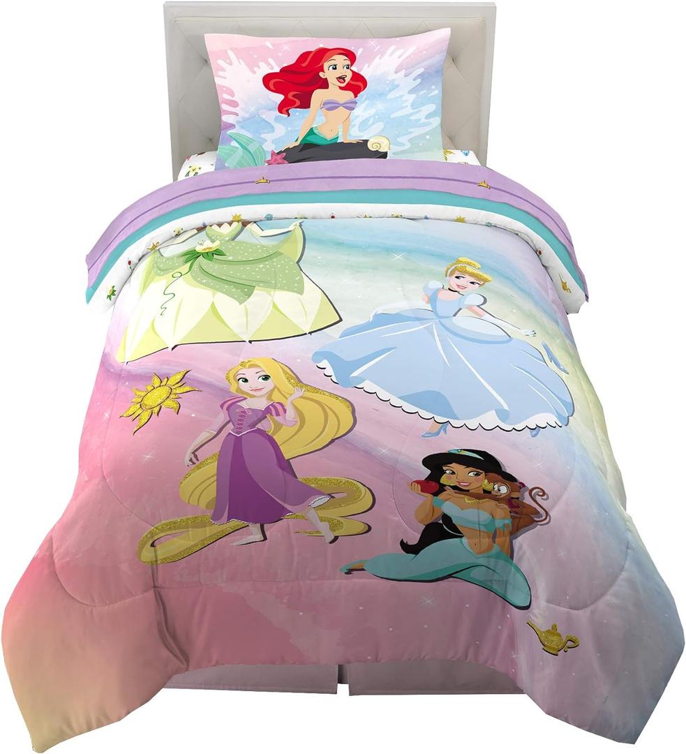 Disney Princess Ariel Kids Bedding Super Soft Comforter And Sheet Set, 4 Piece Twin Size, "Official" Disney Product By Franco